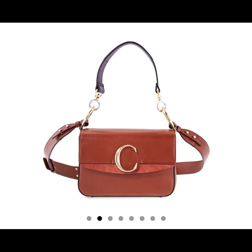 Chloé
Small C Double Carry Sepia Brown Leather Shoulder Bag